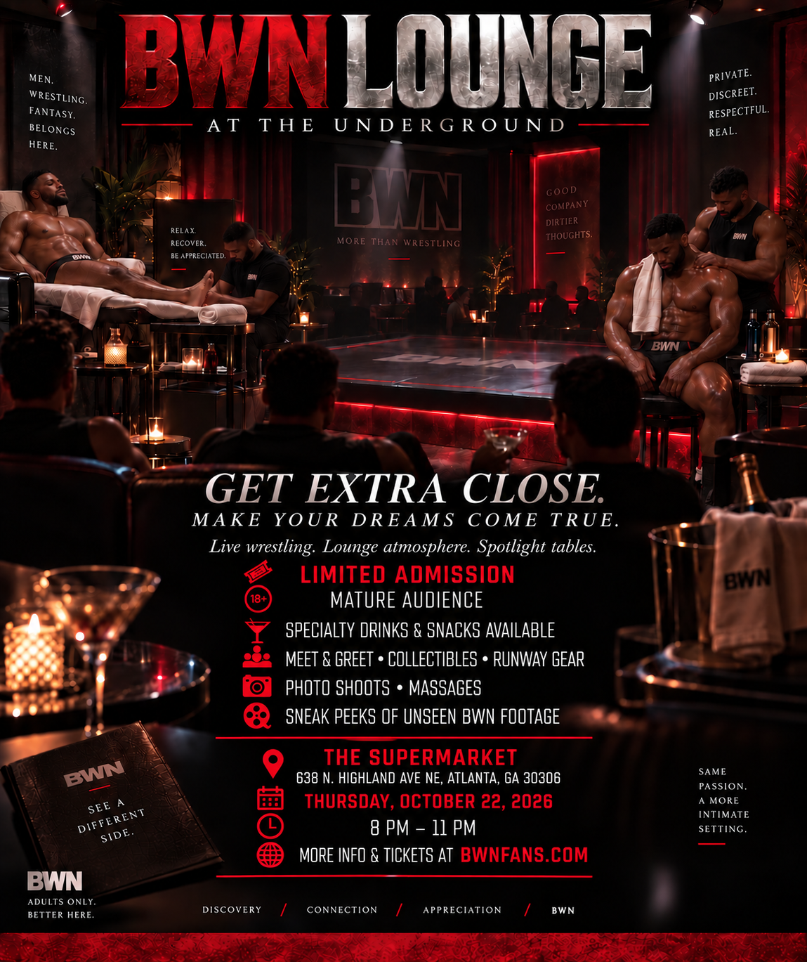 BWN Lounge at The Underground — live wrestling, lounge atmosphere and limited admission